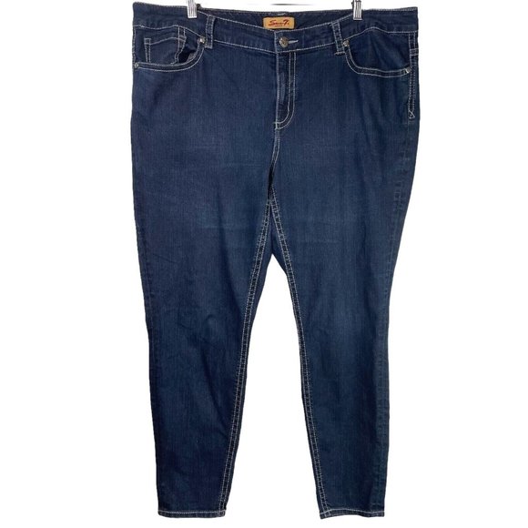 Seven7 Pants - Seven 7 Luxe Jeans Womens sz 22 Blue Denim Skinny Mid Rise Stretchy